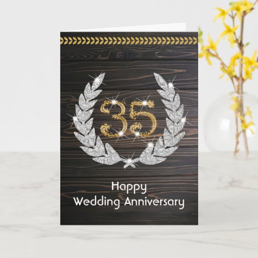 Happy Emerald 35th Wedding Jubileum Kaart (Gele Bloem)