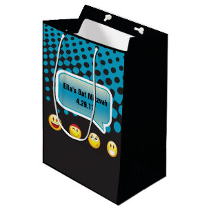 HAPPY EMOJI Bar Bat Mitzvah Gift Bag Medium Cadeauzakje