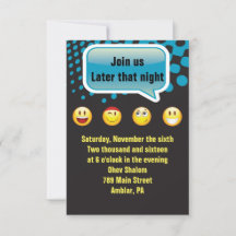 HAPPY EMOJI Bar Bat Mitzvah Party Reception Kaart
