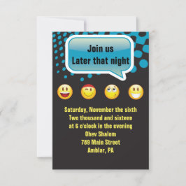 HAPPY EMOJI Bar Bat Mitzvah Party Reception Kaart