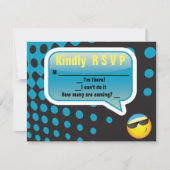 HAPPY EMOJI Bar Bat Mitzvah Reply Card blue RSVP Kaartje (Voorkant)