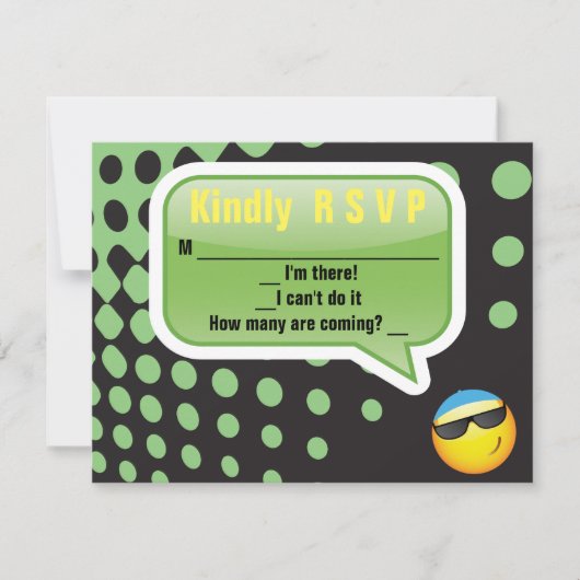 HAPPY EMOJI Bar Bat Mitzvah Reply Card RSVP Kaartje (Voorkant)