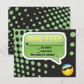 HAPPY EMOJI Bar Bat Mitzvah Reply Card RSVP Kaartje (Voorkant / Achterkant)