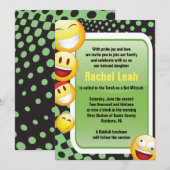 HAPPY EMOJI Bar Bat Mitzvah Uitnodiging (Voorkant / Achterkant)