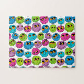 Happy Emoji Faces Pattern Blue Paars Green Roze Legpuzzel (Horizontaal)