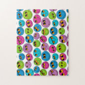 Happy Emoji Faces Pattern Blue Paars Green Roze Legpuzzel (Verticaal)