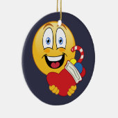 Happy Emoji Kerstmis-stopversieringsornament Keramisch Ornament (Rechts)