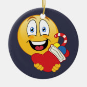 Happy Emoji Kerstmis-stopversieringsornament Keramisch Ornament (Voorkant)