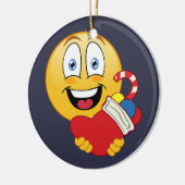 Happy Emoji Kerstmis-stopversieringsornament Keramisch Ornament (Links)
