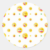 Happy Emoji Pattern Round Sticker (Voorkant)