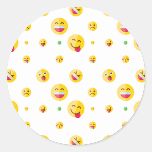 Happy Emoji Pattern Round Sticker (Voorkant)