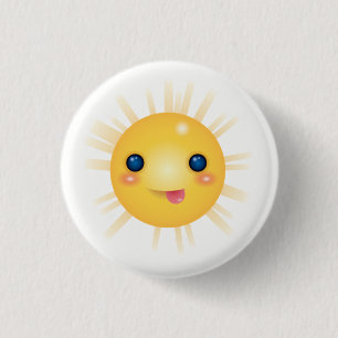 Happy en Cartoon Sun Face Ronde Button 3,2 Cm