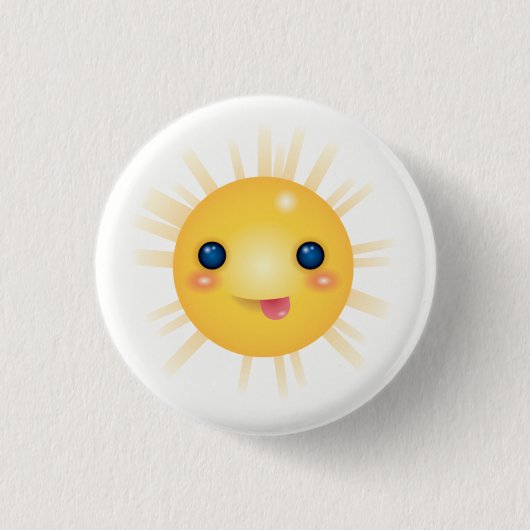 Happy en Cartoon Sun Face Ronde Button 3,2 Cm (Voorkant)