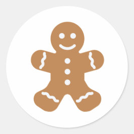 Happy en Cute Gingerbrood Man Ronde Sticker