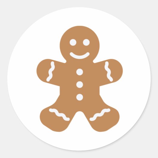 Happy en Cute Gingerbrood Man Ronde Sticker (Voorkant)