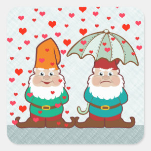 Happy en Grumpy Gnomes Vierkante Sticker