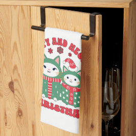 Happy en Meowy kerstkatten Theedoek