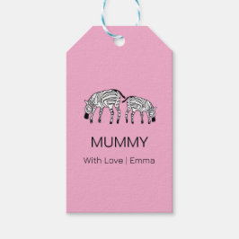 Happy en Schattige Kenia Zebras Mummy Cadeaulabel