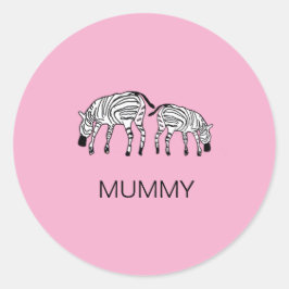 Happy en Schattige Kenia Zebras Mummy Ronde Sticker