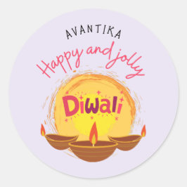 Happy en vrolijk Diwali aanpasbaar Ronde Sticker