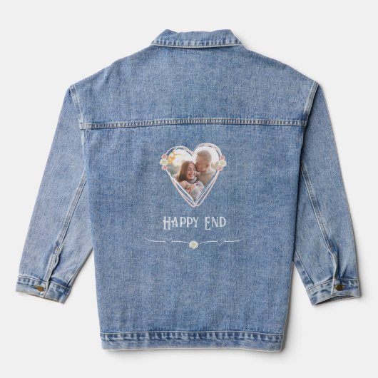 Happy End Romantische Rozen Hart Denim Jas Jacket (Achterkant)