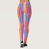 Happy Energy Roze Blauw Geel Afslanken Stripes Leggings (Achterkant)