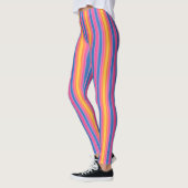 Happy Energy Roze Blauw Geel Afslanken Stripes Leggings (Links)