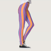 Happy Energy Roze Blauw Geel Afslanken Stripes Leggings (Rechts)