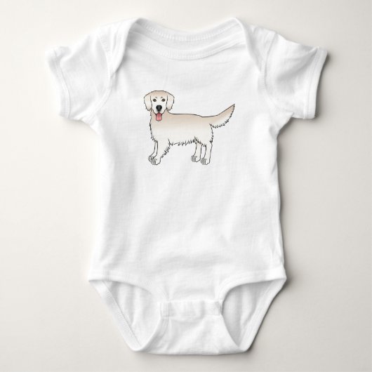 Happy English Cream Golden Retriever Cartoon Dog Romper (Voorkant)