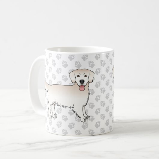 Happy English Cream Golden Retriever Dogs & Paws Koffiemok (Voorkant links)
