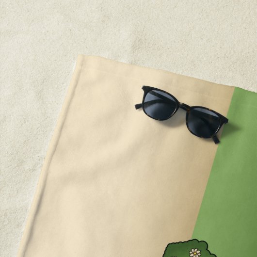 Happy English Cream Golden Retriever op een Boerde Strandlaken (In situ)