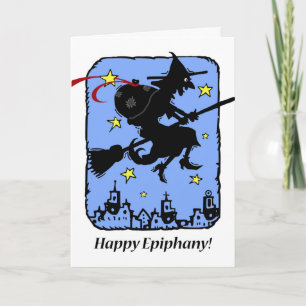 Happy Epiphany, Befana, kerstheks met cadeautjes Feestdagen Kaart