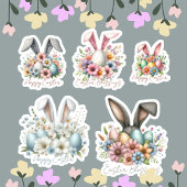 Happy Ester Blessings Bunny Ears Bloemen Schattige Sticker