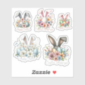 Happy Ester Blessings Bunny Ears Bloemen Schattige Sticker (Vel)