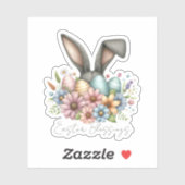 Happy Ester Blessings Grey Bunny Ears Schattige Sticker (Vel)