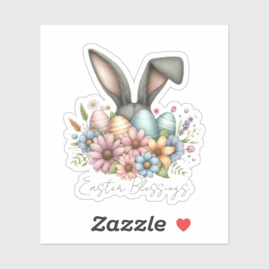Happy Ester Blessings Grey Bunny Ears Schattige Sticker (Vel)