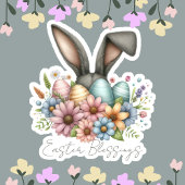 Happy Ester Blessings Grey Bunny Ears Schattige Sticker