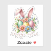 Happy Ester Blessings Roze Konijnenoren Schattige Sticker (Vel)