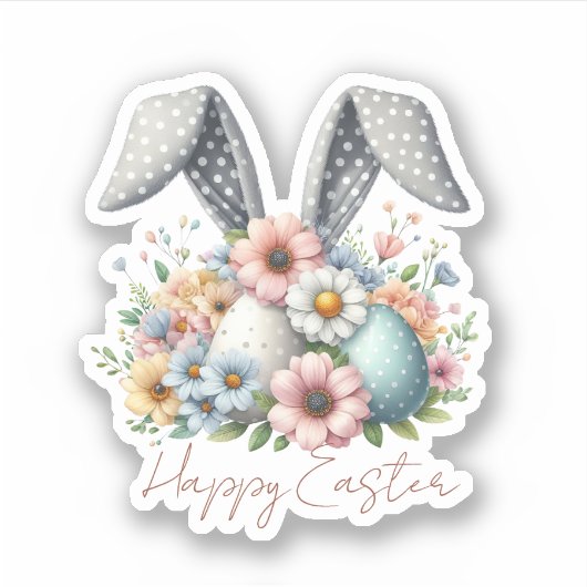 Happy Ester familienaam Bunny Ears  Sticker (Voorkant)
