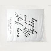 "Happy Ever After begint hier" Huwelijk achtergron Wandkleed (Voorkant (horizontaal))