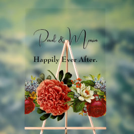 Happy Ever After BOHO retro floral tapestry Acryl Bord
