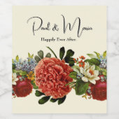 Happy Ever After BOHO retro floral tapestry Wijn Etiket (Enkel label)