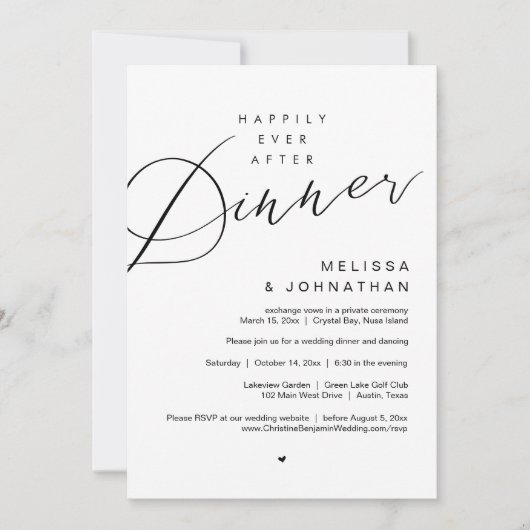 Happy Ever After Dinner, Trouwfeest, in het zwart Kaart (Voorkant)