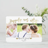 Happy Ever After Gold 2 foto bruiloft Verloving Kaart (Staand voorkant)