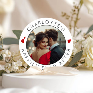 Happy Ever After Hearts Foto Vrijgezellenfeest Ronde Sticker