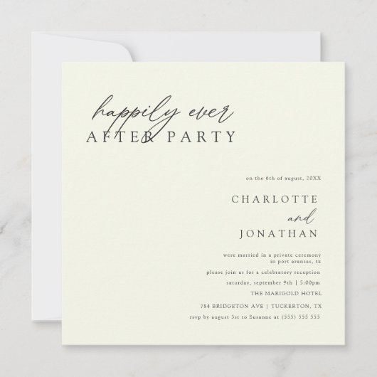 Happy Ever After Party Elopement Ivory Wedding Kaart (Voorkant)