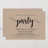 Happy Ever After Party, Rustiek kraft, Elopement Kaart (Voorkant / Achterkant)