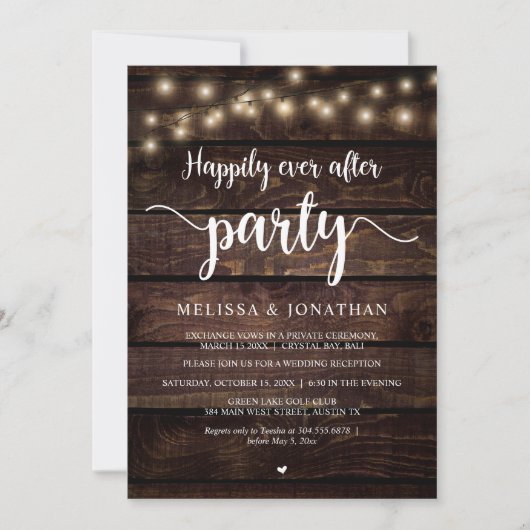Happy Ever After Party, String licht de receptie o Kaart (Voorkant)