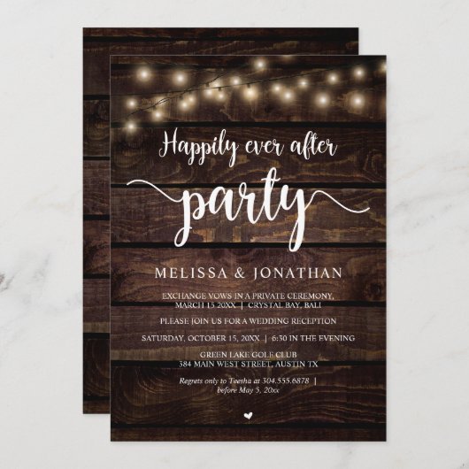 Happy Ever After Party, String licht de receptie o Kaart (Voorkant / Achterkant)