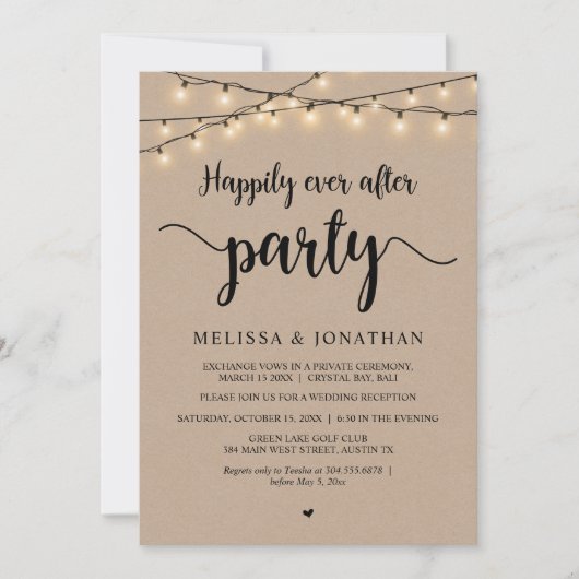 Happy Ever After Party, String licht de receptie o Kaart (Voorkant)
